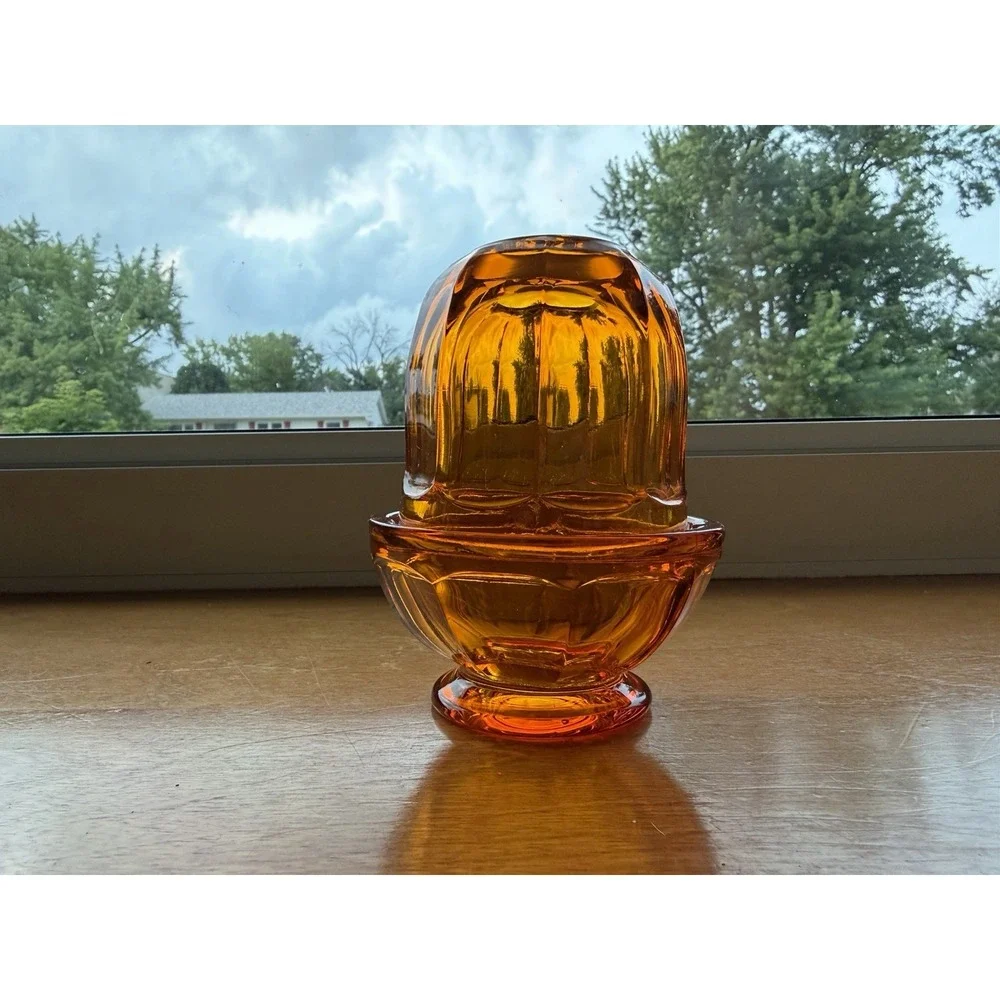 Viking Glass Persimmon Orange Arlington Fairy Lamp Glimmer GLOW MCM Vintage RARE